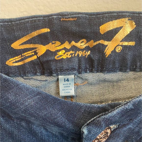 Seven 7  Women's Blue High Rise Tummyless Skinny Jeans 14 - Picture 2 of 6